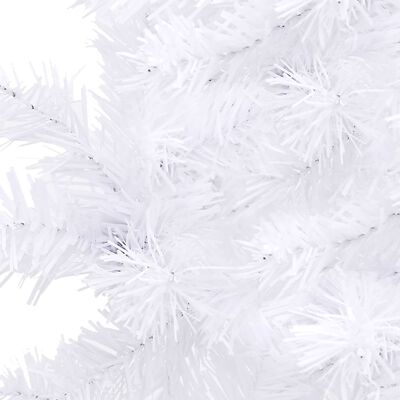 vidaXL mākslīgā Ziemassvētku egle ar LED, stūra, balta, 150 cm, PVC
