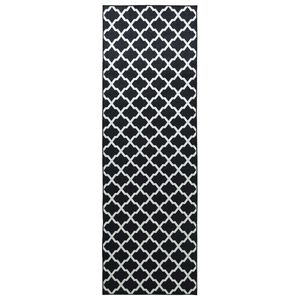 vidaXL Paklāja ceļ&scaron; LESAKA Melns un balts 50 x 100 cm Dimanta samts