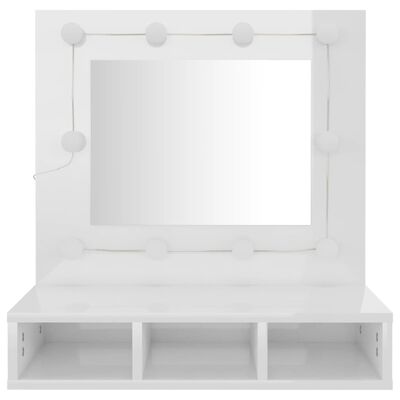 vidaXL spoguļskapītis ar LED, spīdīgi balts, 60x31,5x62 cm