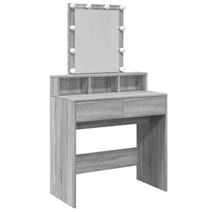 vidaXL spoguļgaldiņ&scaron; ar LED, pelēka ozolkoka krāsa, 80x41x144,5 cm