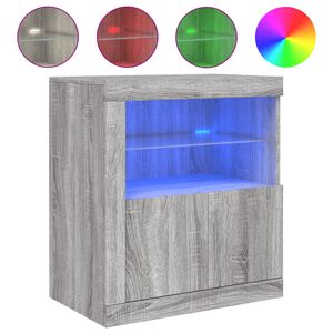 vidaXL kumode ar LED lampiņām, pelēka ozolkoka krāsa, 60,5x37x67 cm