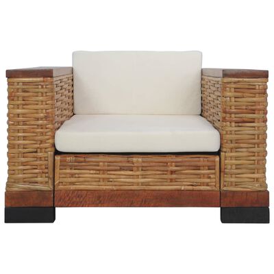 vidaXL divdaļīgs dīvānu komplekts ar matračiem, dabīga rotangpalma