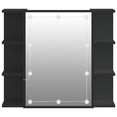 vidaXL spoguļskapītis ar LED, melns, 70x16,5x60 cm