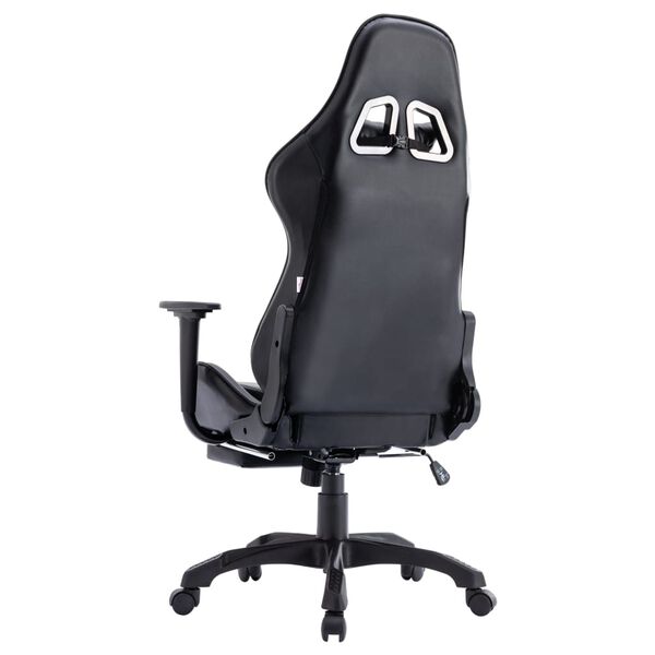 vidaXL biroja krēsls ar kāju balstu, melna mākslīgā āda