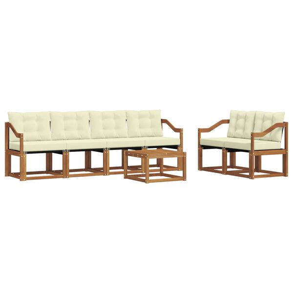 vidaXL Āra dīvānu komplekts ar spilvenu 7 pcs Dabisks un krējuma