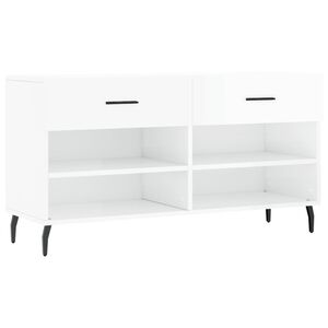 vidaXL apavu skapītis, spīdīgi balts, 102x35x55 cm, inženierijas koks