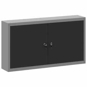 vidaXL Rīku skapis ar plauktu Melns un pelēks 100 x 20 x 55 cm