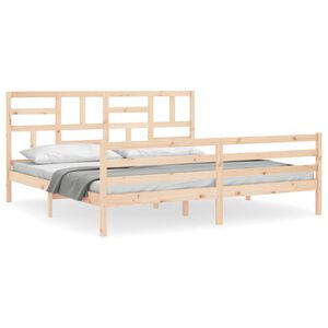 vidaXL gultas rāmis ar galvgali, 200x200 cm, masīvkoks