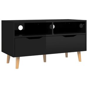 vidaXL TV skapītis, spīdīgi melns, 90x40x48,5 cm, inženierijas koks