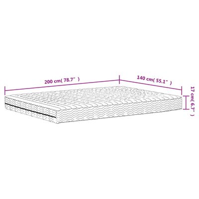 vidaXL putu matracis, balts, 140x200 cm, cietība H2, H3