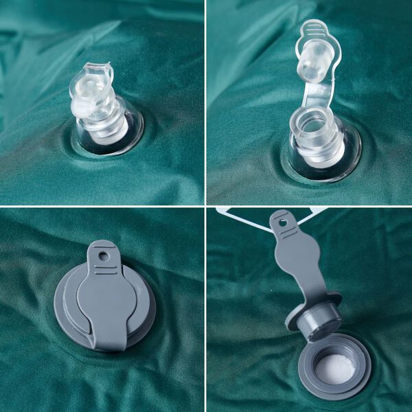 vidaXL pašpiepūšams kempinga matracis, spilvens, vienvietīgs, zaļš