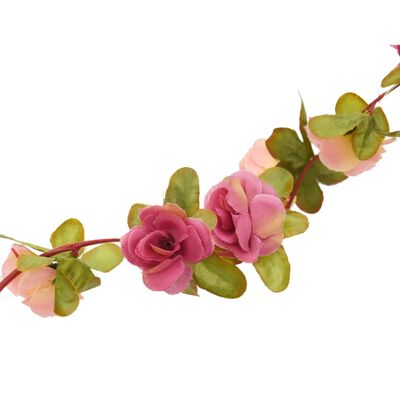 vidaXL mākslīgo ziedu vītnes, 6 gab., rozā, 250 cm