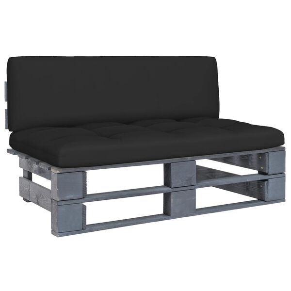 vidaXL vidējais dārza pale&scaron;u dīvāns, pelēks, impregnēts priedes koks