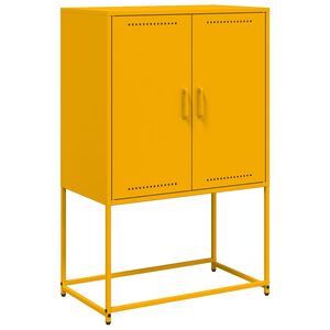 vidaXL augstais skapītis, sinepju dzeltens, 68,5x38,5x107 cm, tērauds