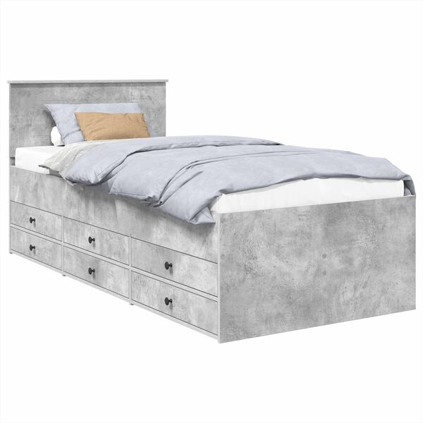 vidaXL Diena gulta ar atvilktni Betona pelēks un melns 100 x 200 cm