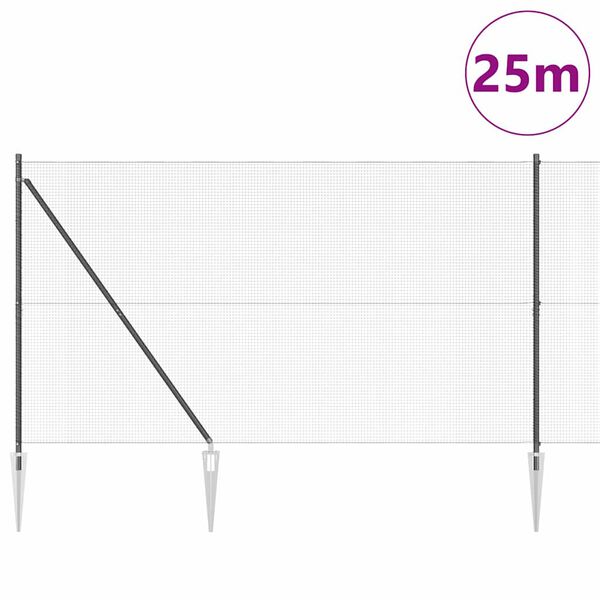 vidaXL Žoga āķis Pelēka 25 x 1,6 m (16 x 16 mm siets) Tērauds un PVC