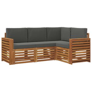 vidaXL Dīvāna komplekti 4 pcs Dabisks un antracīts Cietā akācijas koks