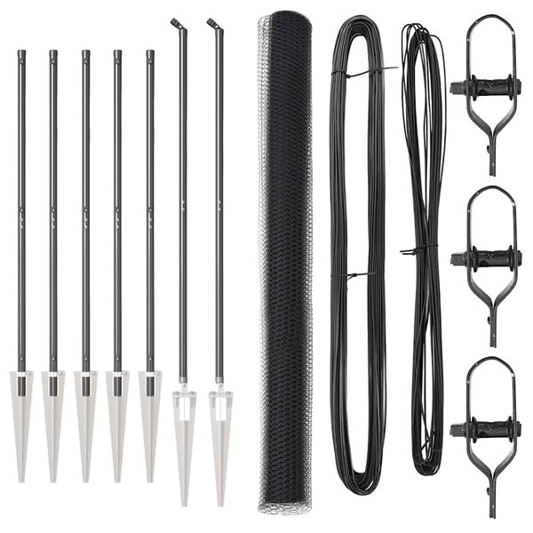 vidaXL Žoga āķis Pelēka 10 x 1,5 m (25 mm siets) Tērauds un PVC