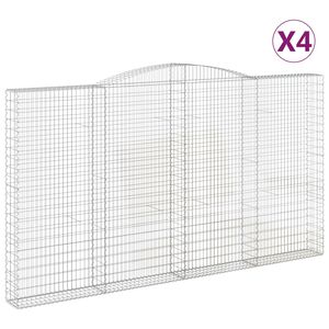 vidaXL arkveida gabiona grozi, 4 gb., 400x30x220/240cm, cinkota dzelzs