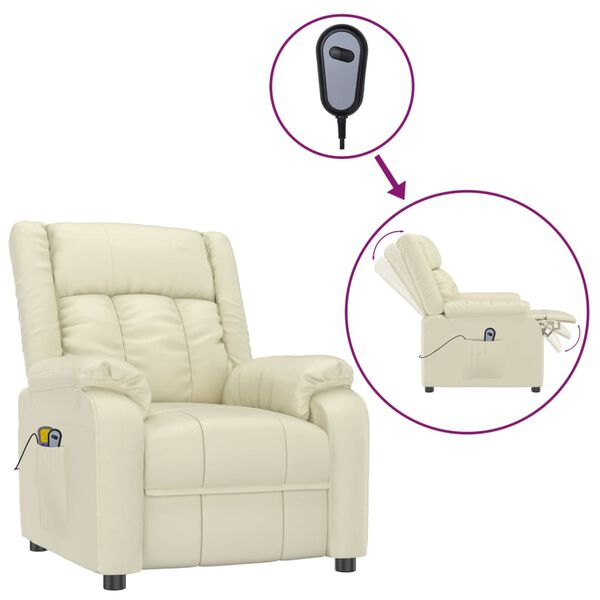 vidaXL elektrisks masāžas krēsls, krēmkrāsas mākslīgā āda