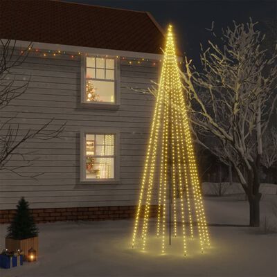 vidaXL Ziemassvētku egle ar pīķi, 732 silti baltas LED, 500 cm
