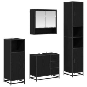 vidaXL Vannas istabas mēbeļu komplekts ar plauktu 4 pcs Melns ozolkoks