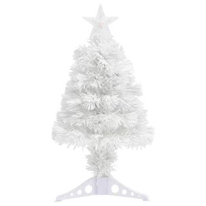 vidaXL izgaismota Ziemassvētku egle, balta, 64 cm, optiskā &scaron;ķiedra