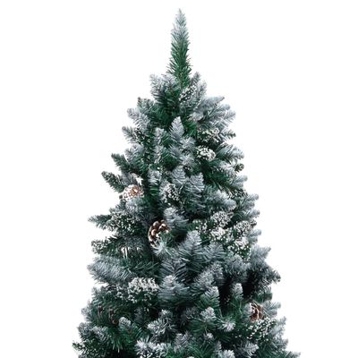 vidaXL mākslīgā Ziemassvētku egle ar rotājumiem un čiekuriem, 210 cm