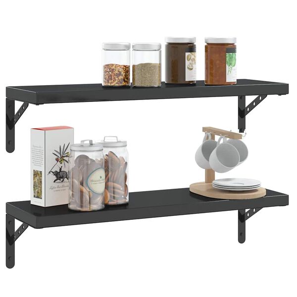 vidaXL plauktu kron&scaron;teini, 4 gab., 23,5x2,5x15,5 cm melni, tērauds