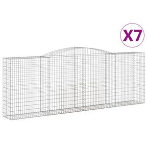 vidaXL arkveida gabiona grozi, 7 gb., 400x50x140/160cm, cinkota dzelzs
