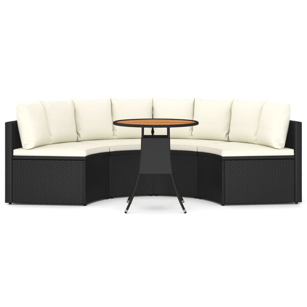 vidaXL 5-daļīgs dārza dīvānu komplekts ar matračiem, PE rotangpalma