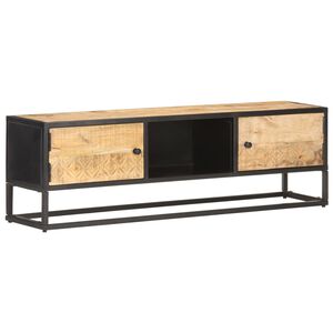vidaXL TV skapītis, 130x30x40cm, ar grebumiem, neapstrādāts mango koks