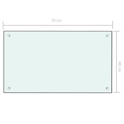 vidaXL virtuves sienas panelis, 70x40 cm, rūdīts stikls, balts