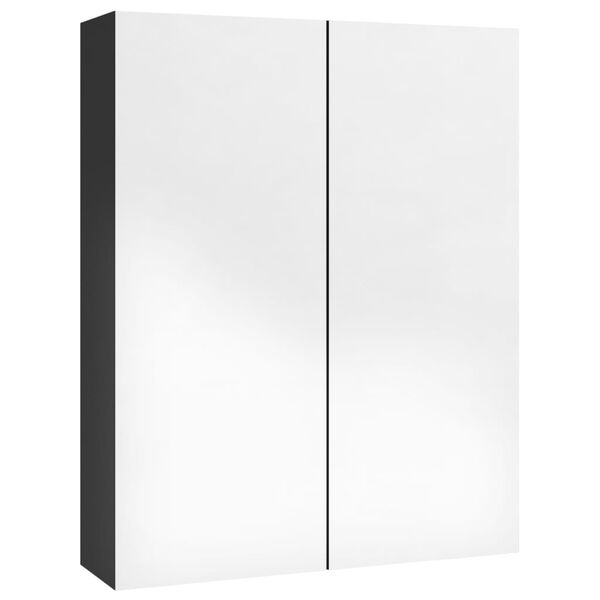 vidaXL vannasistabas skapītis ar spoguli, 60x15x75 cm, melns, MDF