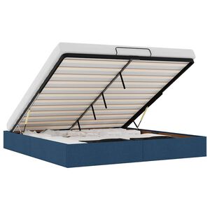 vidaXL Osmaņu gultas rāmis bez matrača zils 160x200 cm audums