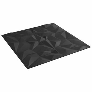 vidaXL Sienas paneļi 12 gab. 50 x 50 cm Melns XPS Putu