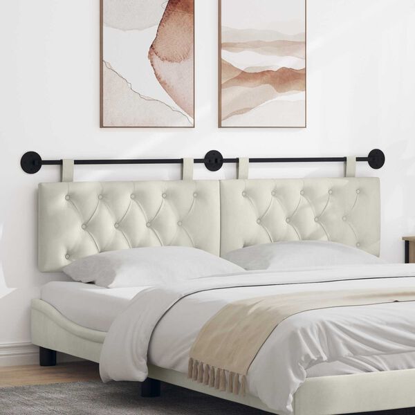 vidaXL Karājo&scaron;s galvgalis Krēmkrāsa 170 x 55 x 7 cm Samts