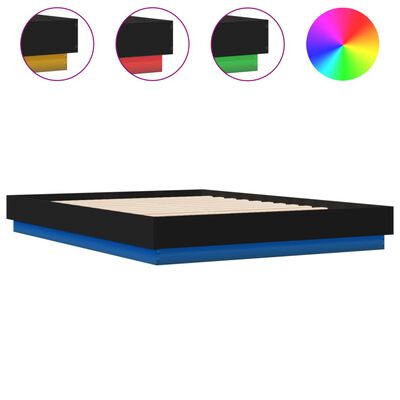 vidaXL gultas rāmis ar LED, melns, 160x200 cm