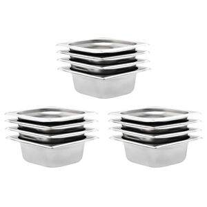vidaXL Gastronorm trauki, 12 gab., GN 1/6, 65 mm, nerūsējo&scaron;s tērauds
