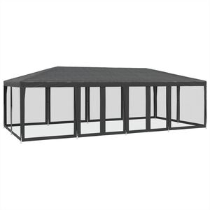 vidaXL svinību telts, ar 12 sieta sienām, 8x4 m, antracītpelēka, HDPE