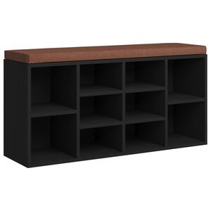 vidaXL apavu sols, melns, 103x30x48 cm, inženierijas koks