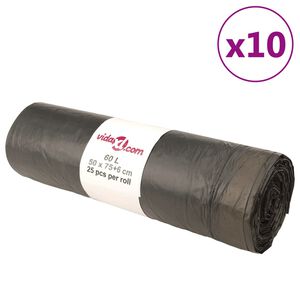 vidaXL atkritumu maisi ar aukliņām, 250 gab., melni, 60 L