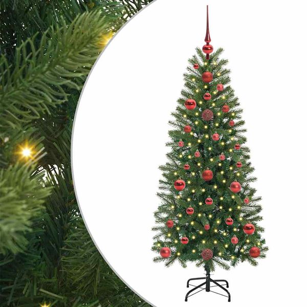 vidaXL Mākslīgā Ziemassvētku eglīte su 150 LED Zaļa 120 cm PE un PVC