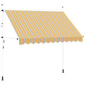 vidaXL izvelkama markīze, 300 cm, manuāla, dzeltena ar zilām svītrām