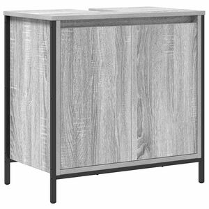 vidaXL vannas istabas izlietnes skapis, pelēka ozolkoka, 60x34,5x60 cm