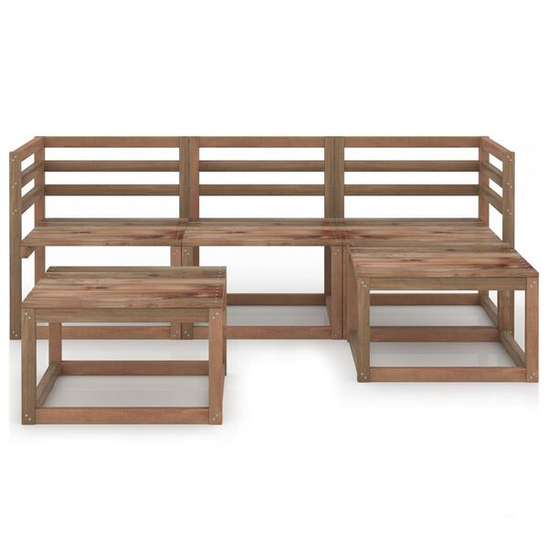 vidaXL 5-daļīgs dārza atpūtas mēbeļu komplekts, impregnēta priede