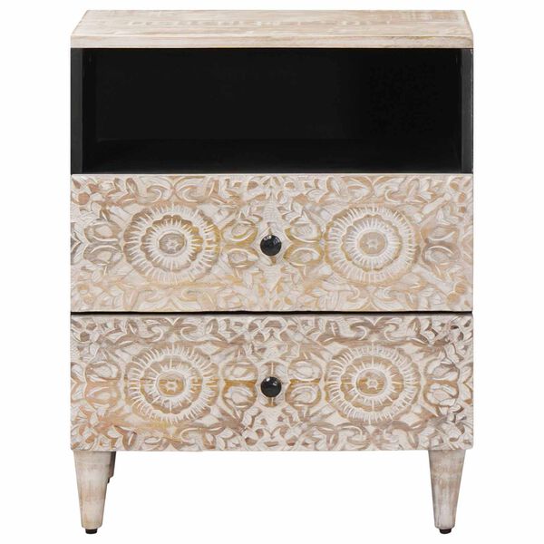 vidaXL Gultas skapis Balts 50 x 33 x 60 cm Cieta mango koksne