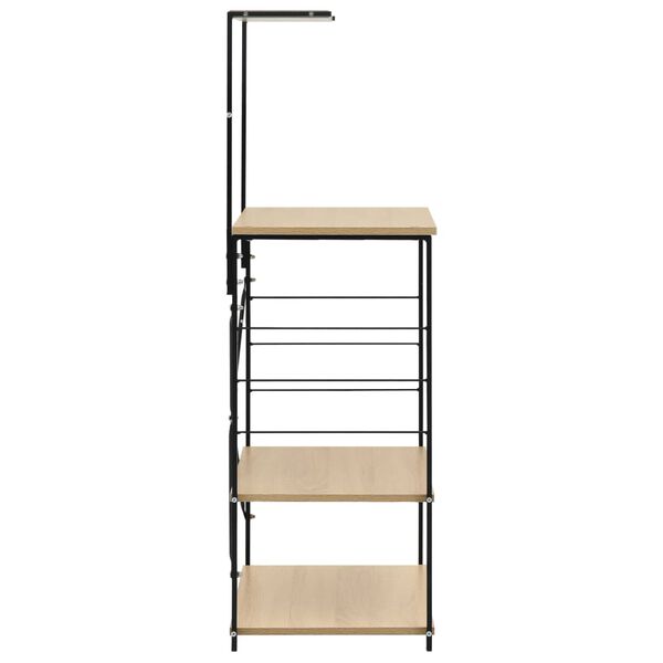 vidaXL virtuves plaukts, melns, ozola, 60x39,6x123 cm, koks