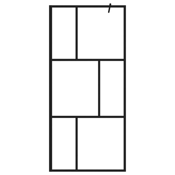 vidaXL dušas siena, rūdīts stikls, melna, 90x195 cm