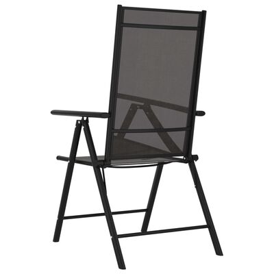 vidaXL saliekami dārza krēsli, 6 gab., tekstilēns, melni
